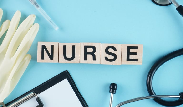 Common tools used by nurses and healthcare professional with the word nurse in the middle.
