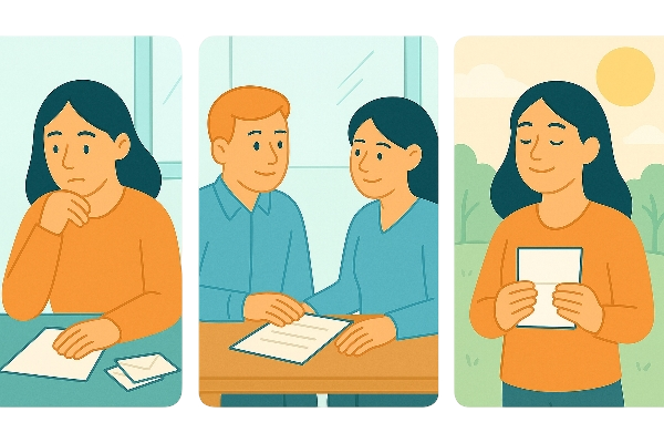 Kela-tukien hakeminen aivovamman jälkeen, kun henkilö täyttää asiakirjoja ja saa ohjausta