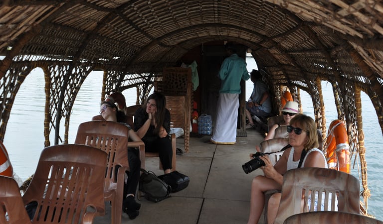 guests on a boat in Kochi, Kerala, India