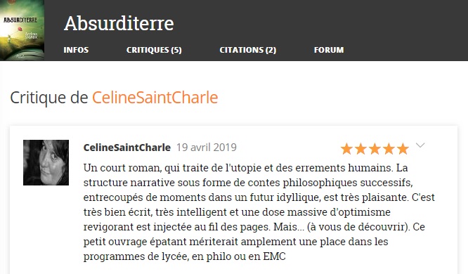 avis lecture absurditerre livre azelma sigaux céline saint charle