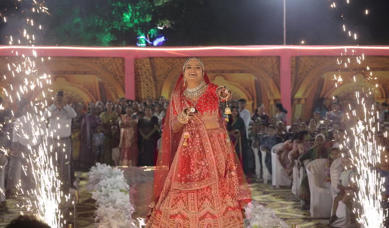 best wedding bride entry in mandap best makeup artist in r&d bridal vadodara