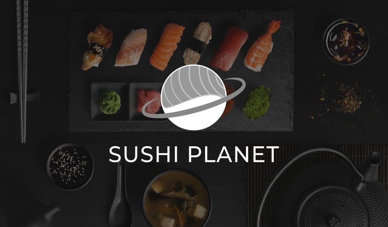 Sushi Planet logotype et branding sushis