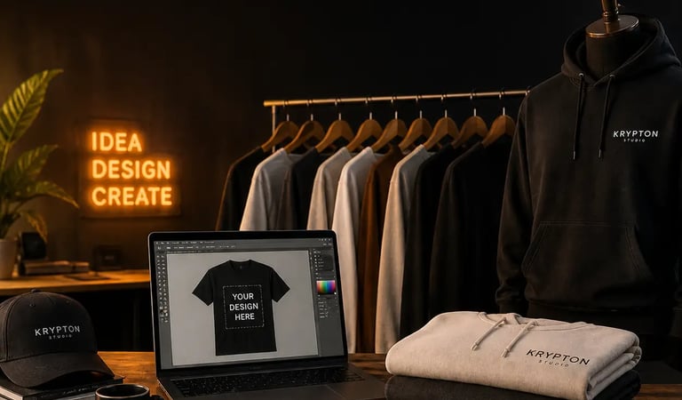 Custom apparel design studio with hoodies, and Oversized T-Shirts Krypton Studio India