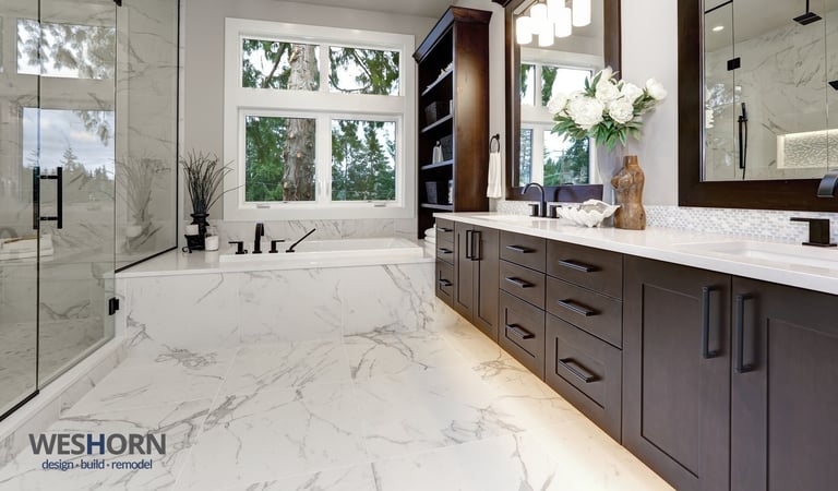 tile installation around shower walls and bathroom flooring in Highland Park IL