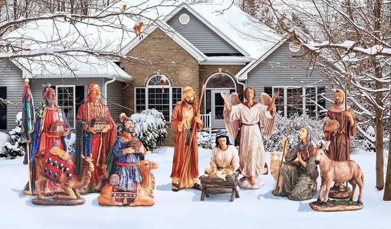 Elaborate outdoor quality Nativity set