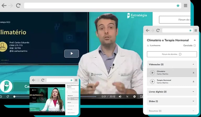Captura de tela da plataforma de aulas do Estratégia Med