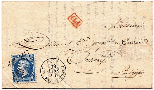 Letter from CONDE SUR L'ESCAUT to TOURNAI.