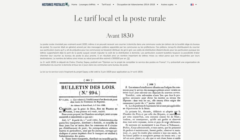 Le tarif local 1830-1878