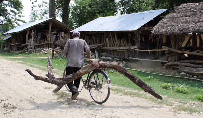 villageois ayant ramassé du bois