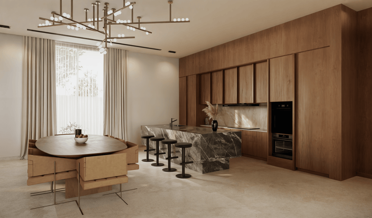 Contemporary villa kitchen and dining Dubai