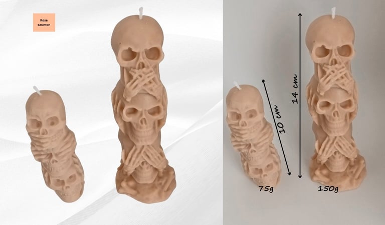 100% natural salmon pink skeleton candle from eclatdeluciole.fr
