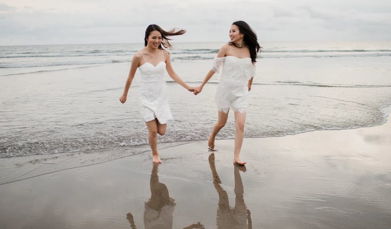 Janice family walking together during a beach photography session at Indigo Seminyak Bali