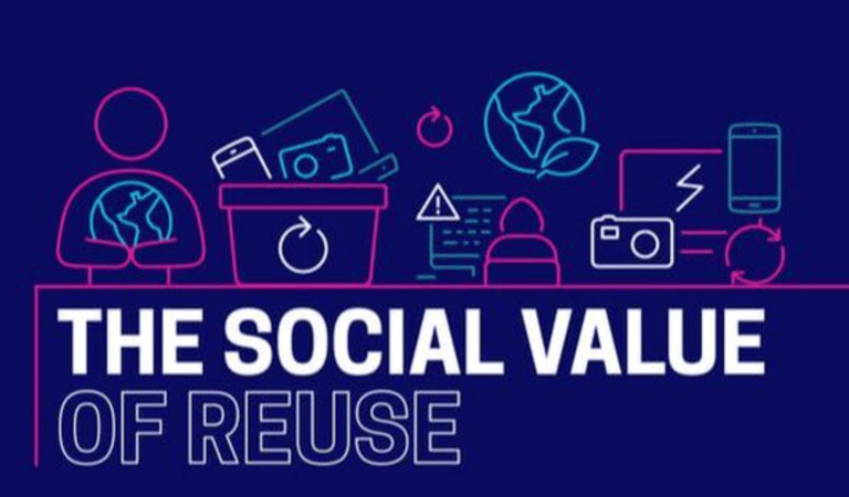 Graphic image of tech - the front cover of our Social Value of Reuse report