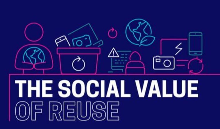 Graphic image of tech - the front cover of our Social Value of Reuse report