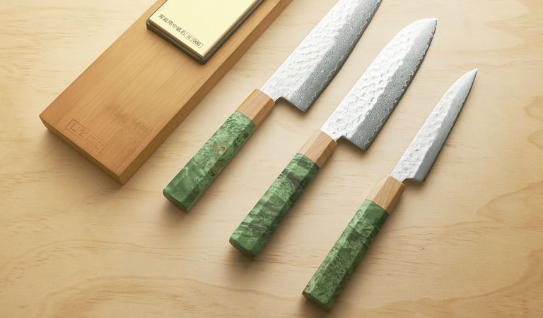 V E R D A N T E D I T I O N by UZCO - japanese style damascus knife hammered tsuchime green handle
