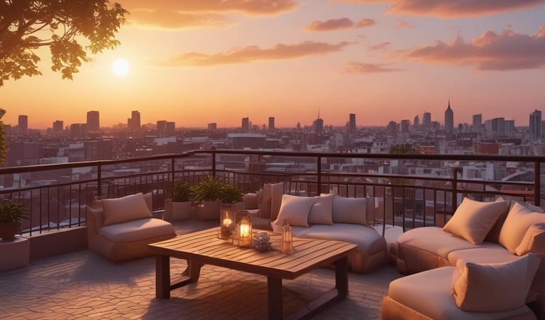 A serene yoga studio bathed in natural light with mats neatly arranged.