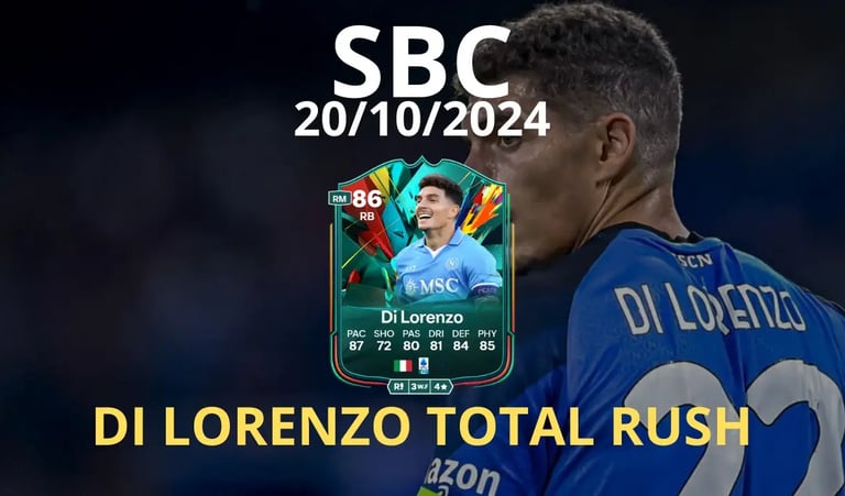 DI LORENZO CON LA MAGLIA DEL NAPOLI CON LA CARTA DI DI LORENZO TOTAL RUSH SBC SU FC 25