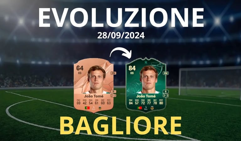 campo da calcio con sopra una carta evoluta tramite l'evoluzione bagliore su FC 25