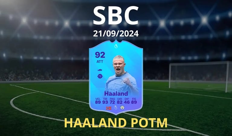 sfonda campo da calcio con carta di haaland potm