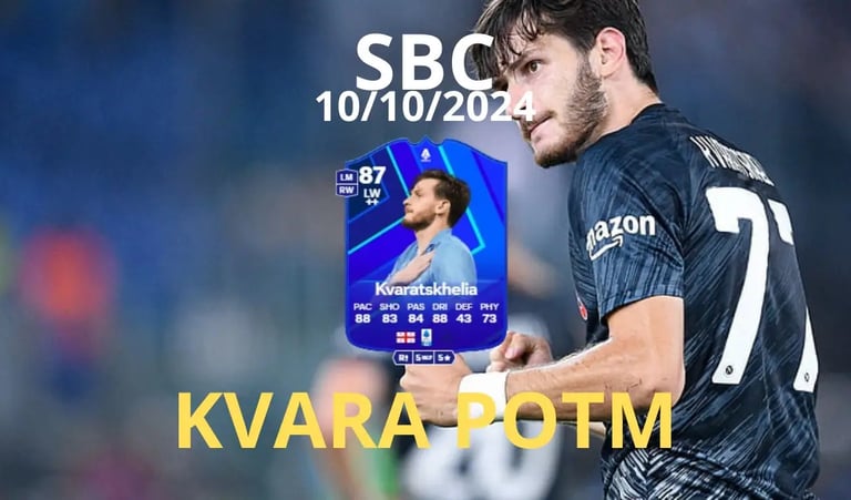 KVARA con la maglia del napoli con la carta di KVARA POTM su FC 25