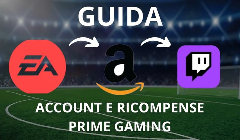 campo da calcio con logo di amazon prime, ea sports fc e twitch