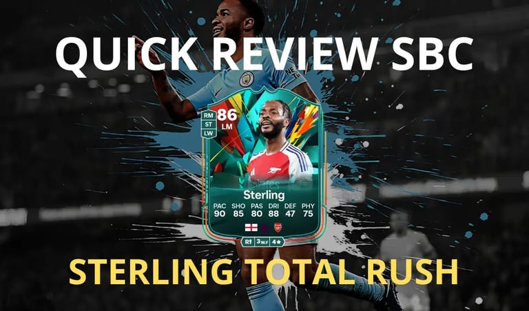 sterling in campo con la carta di sterling total rush su fc 25