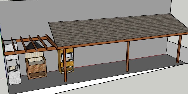 Projeto em 3D de Churrasqueiras e Telhado pela São Paulo Telhados