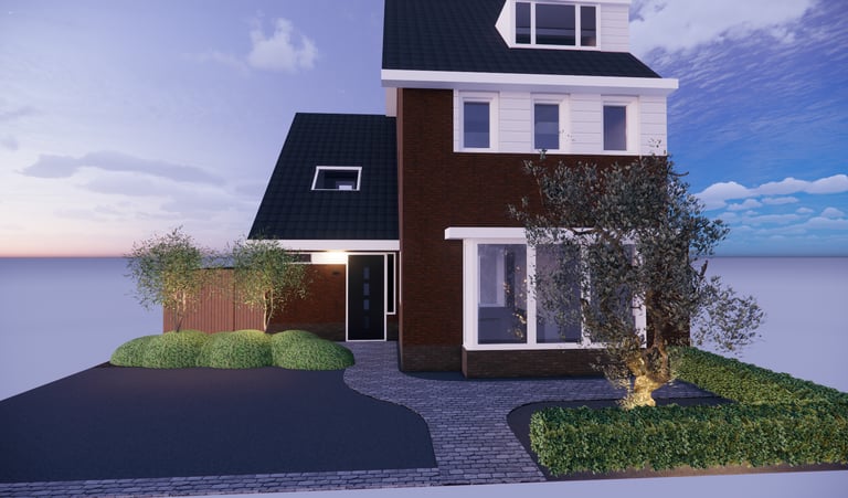 Nieuwbouw woning exterieur tuin Westland