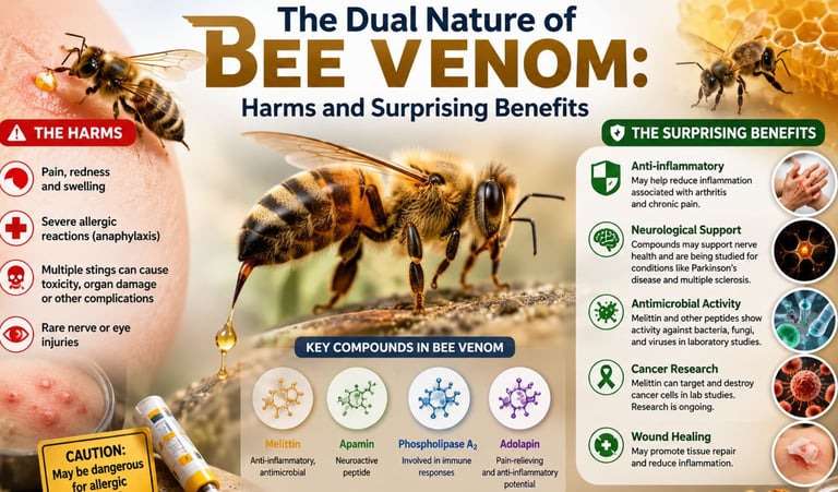  🐝The Dual Nature of Bee Venom:Harms and Surprising Benefits 