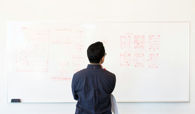 Leader reviewing strategic plans and mapping priorities during the first 90 days.