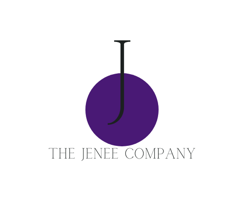 Purple circle, the letter J over it. The Jenee Company