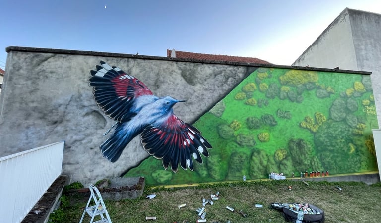 une fresque d'un tichodromes échelette