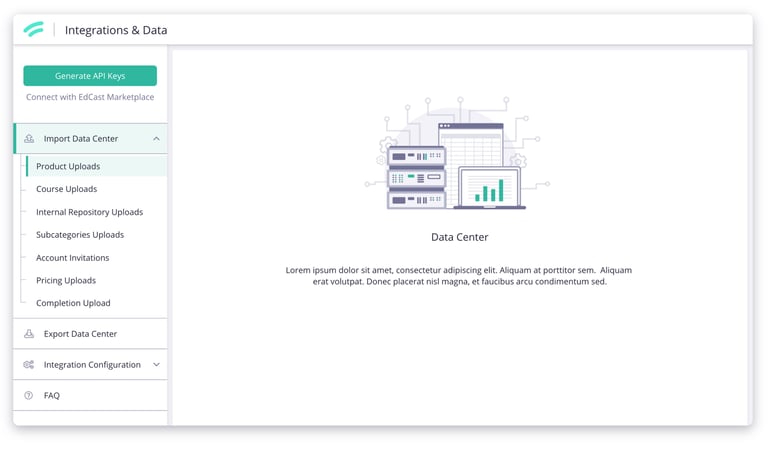 Integrations & Data High Fidelity Mocks