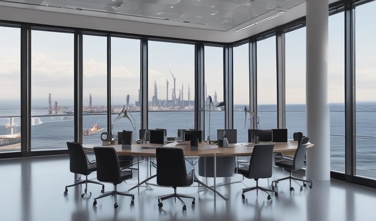 A group of professionals engaged in a lively business training session in a modern office.