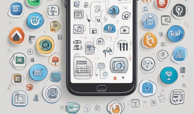 A smartphone displaying a website interface with a prominent green button labeled 'Join free.' The screen shows a search bar and various categories like Editorial, Wallpapers, and Textures & Patterns. The background is a textured, light green surface with a leaf pattern.
