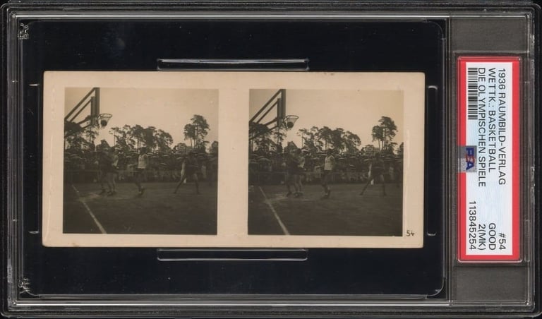 1936 Olympics Stereoscopic card rare photograph basket ball
