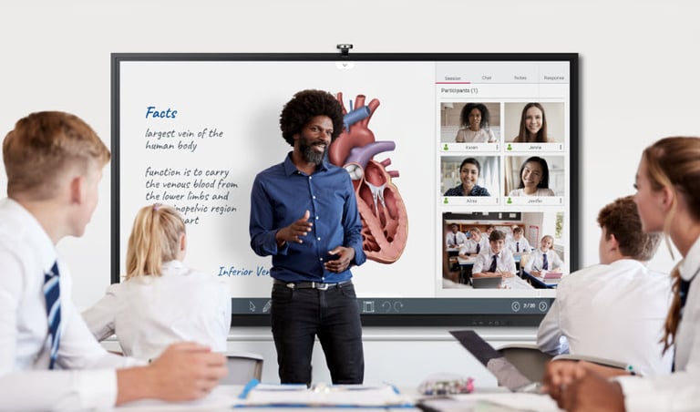 Pantalla interactiva i3Connect en clase de medicina