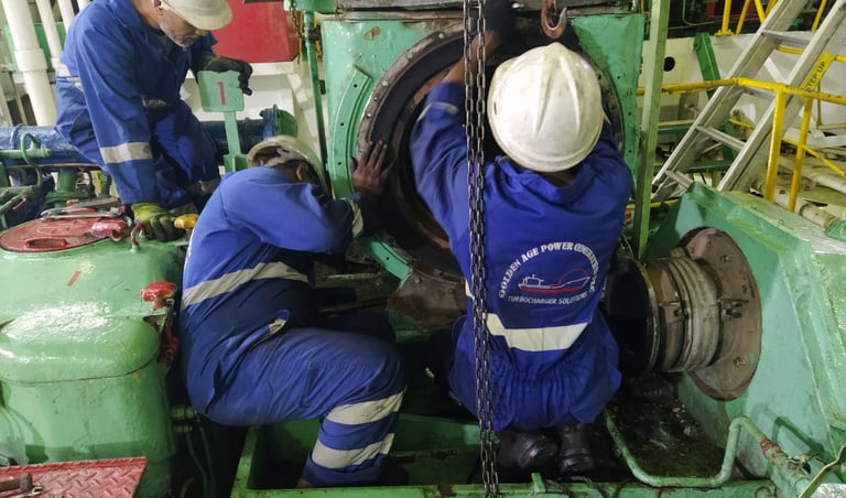 Turbocharger installation on board