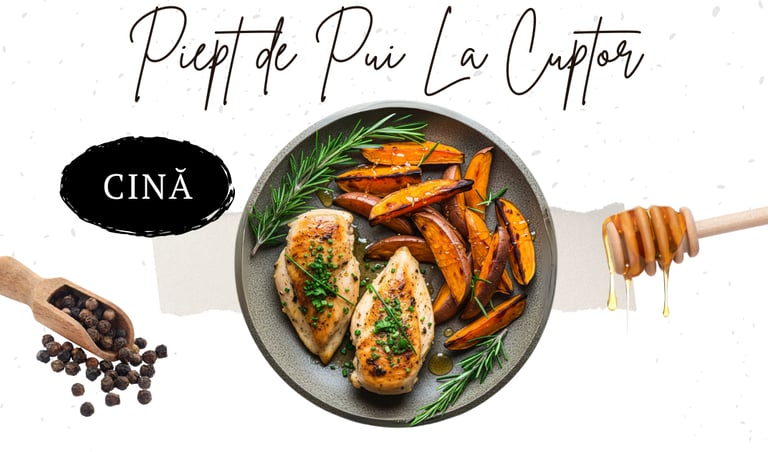 Piept de pui la cuptor cu cartofi dulci,rozmarin,ulei de măsline,miere.mancare greceasca