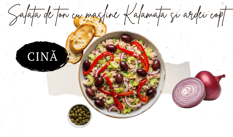 Salata de ton cu masline Kalamata si ardei copt