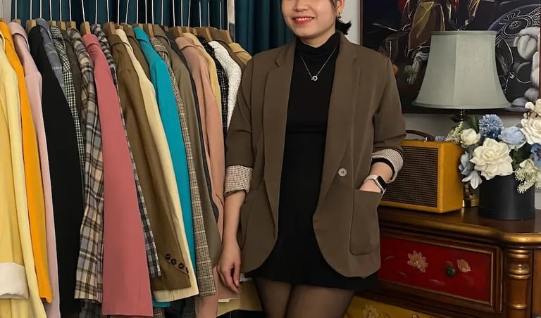 áo khoác blazer nâu secondhand 