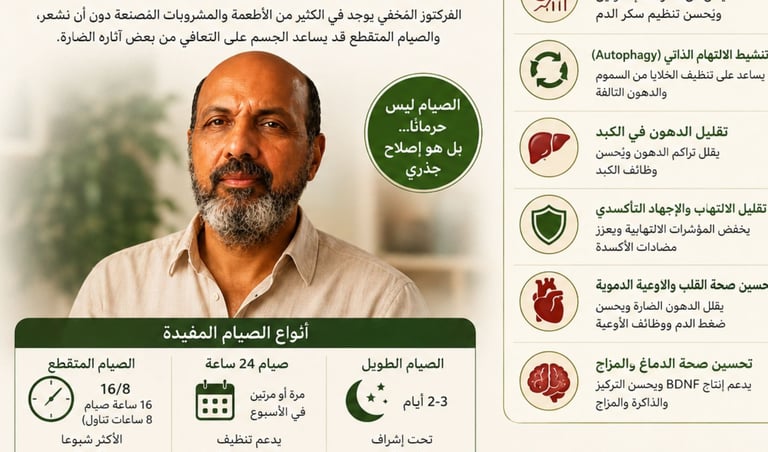 الفركتوزالمُخفي والصيام:هل يمكن للصيام عكس آثاره الضارة؟🍭
