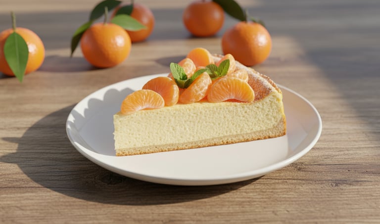 Frischer Käsekuchen mit Mandarinen, leicht und fruchtig, ideal für alle, die ihre Käsekuchen Kalorie