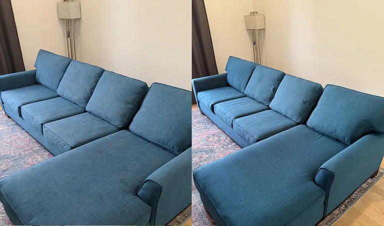 Couch refreshed after professional upholstery cleaning in Denver
