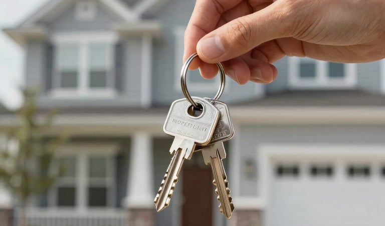 Homebuyer receiving house keys after closing process