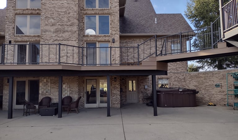 Backyard deck installation with seating area in Columbus, Ohio