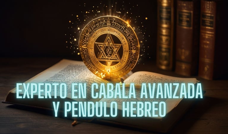 Portada del Curso Avanzado: Experto en Cábala, Astrología Cabalística y Péndulo Hebreo, con un fondo
