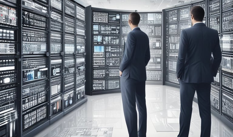 A diverse team collaborating around a laptop in a modern office space, reflecting pcs's commitment to partnership and innovation.