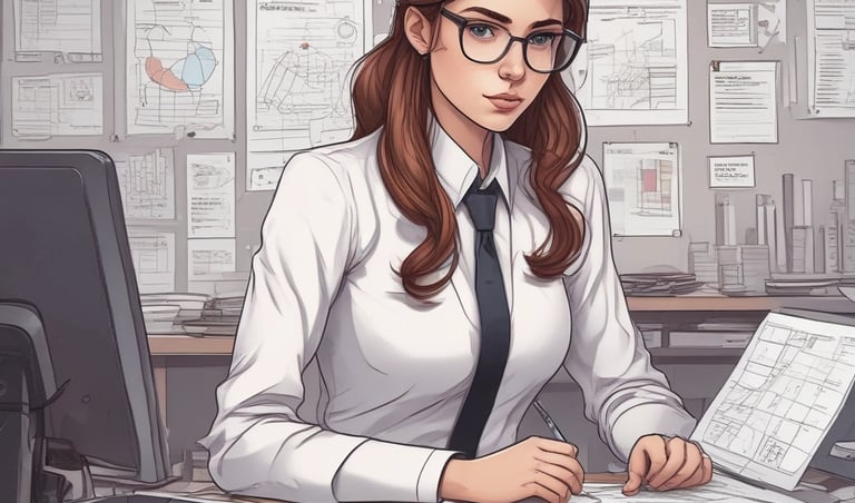 A focused project manager reviewing IT transformation plans with a team.