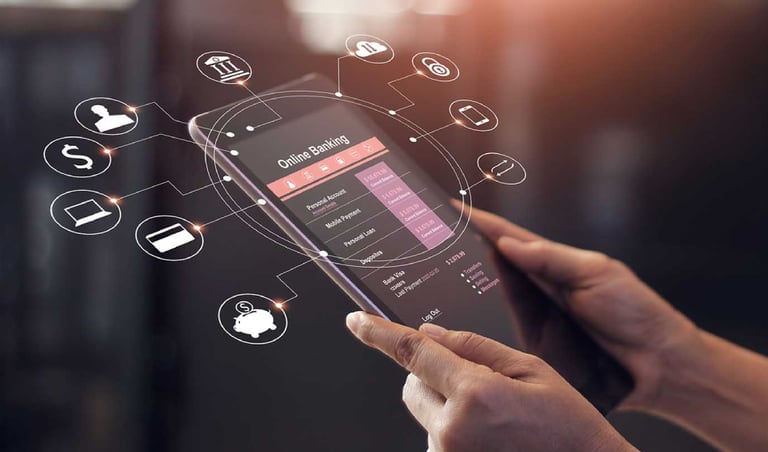 imagem mostra um celular com a tela aberta em um aplicativo de banco digital . 
